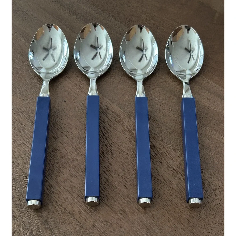 Villeroy & Boch Play Blue Ocean 4 Oval Place Soup Spoons 18/10 Stainless Italy